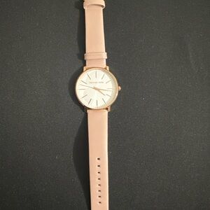 Michael Kors Pink Leather Strap Watch with Rose Gold Case